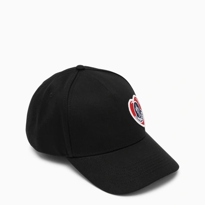 Moncler Black Hat With Embroidered Logo