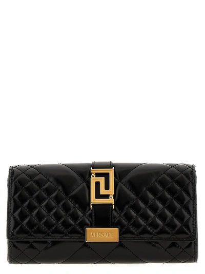 Versace Greca Goddess Clutch In Black