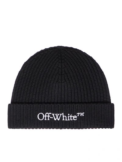 Off-white Bookish Classic Knit Beanie In Black White