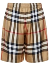 Burberry Beige Check Bermuda Shorts In Silk Man  In Archive Beige