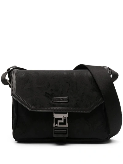 Versace Large Messenger Fabric Nylon  In E Black Ruthenium