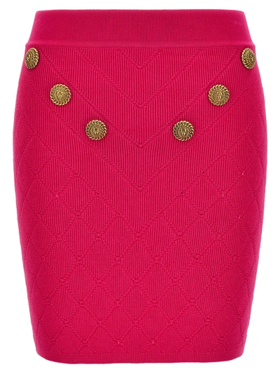 BALMAIN BALMAIN LOGO BUTTON KNITTED SKIRT