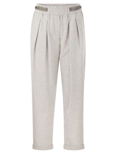Brunello Cucinelli Cotton Fleece Trousers In Grey