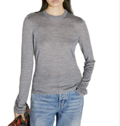 Saint Laurent Crewneck Knitted Jumper In Gris Chine Moyen