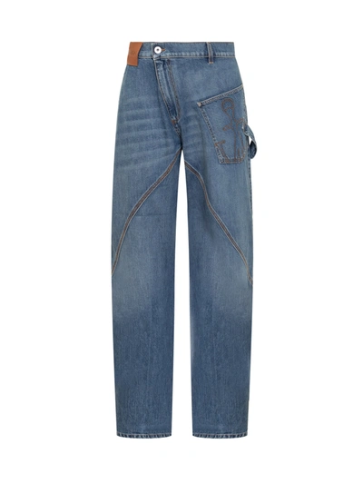 Jw Anderson Oversized Twisted Wide-leg Jeans In Light Blue