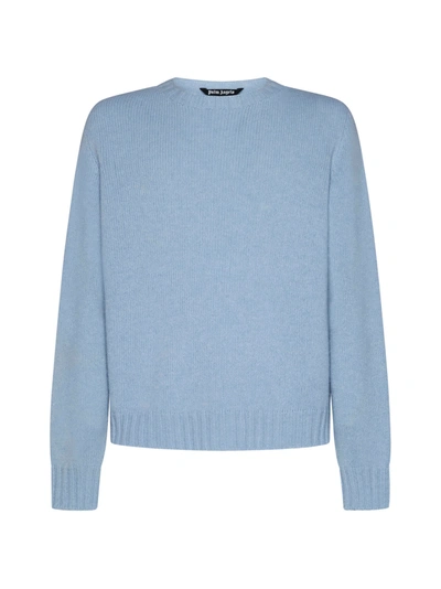 Palm Angels Sweater In Light Blue White