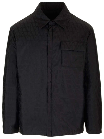 Valentino Padded Shirt-style Jacket In Mxm St. Toile Iconograph Nero/nero