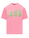 Dsquared2 Be Icon Cotton T-shirt In Pink Fluo