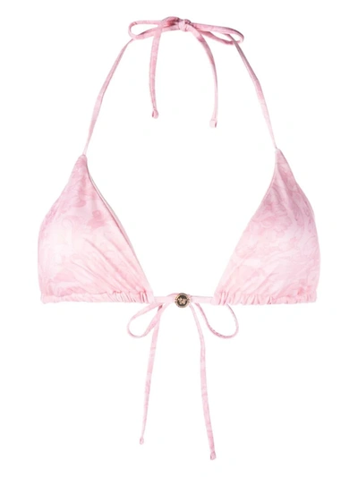 Versace Swim Bikini Lycra Waist Recycled Baroque Ss92 All Over Clothing In Pale Pink