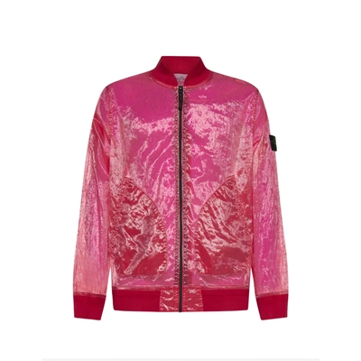 Stone Island Semi-transparent Bomber Jacket In Pink