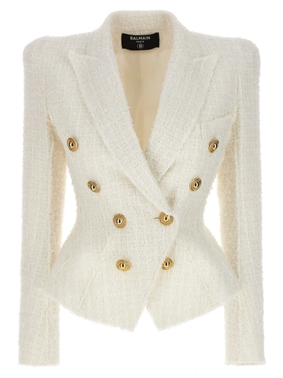 BALMAIN BALMAIN DOUBLE-BREASTED TWEED BLAZER WITH LOGO BUTTONS