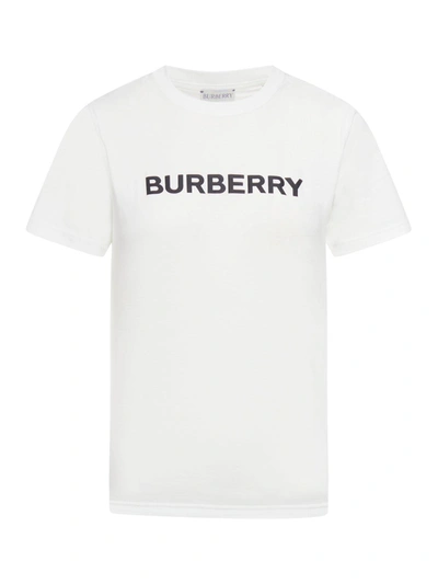 Burberry Logo Printed Crewneck T In White