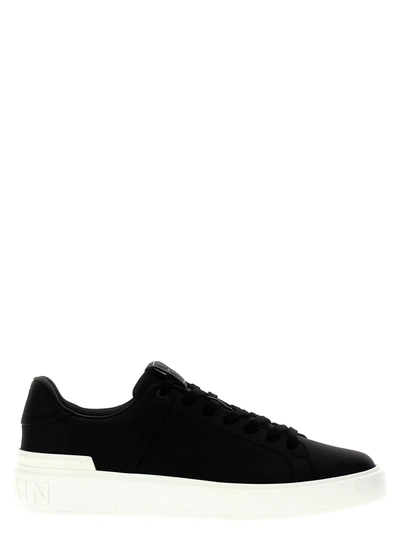 Balmain Black B-court Leather Trainers In White/black