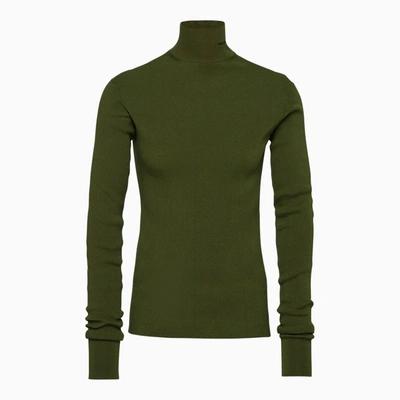 Prada Military Green Cotton Turtleneck Pullover