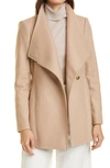 Ted Baker London Rosess Wool & Cashmere Blend Wrap Coat In Camel