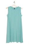 Eileen Fisher Crewneck Jersey Midi Dress In Sea Green