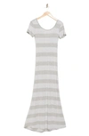 GO COUTURE GO COUTURE STRIPE SHORT SLEEVE RIB MAXI DRESS