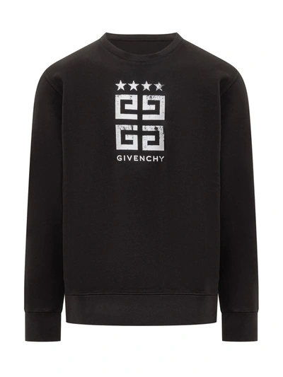 Givenchy Stars 4g Sweatshirt In Gauzed Fabric In Black