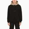 BURBERRY BURBERRY BLACK HOODIE WITH CHECK MOTIF