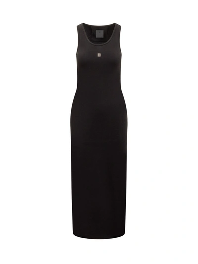 Givenchy Logo Plaque Slip Dress In Nero