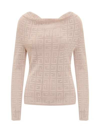 Givenchy 4g Draped Pullover In Jacquard In Blush Pink