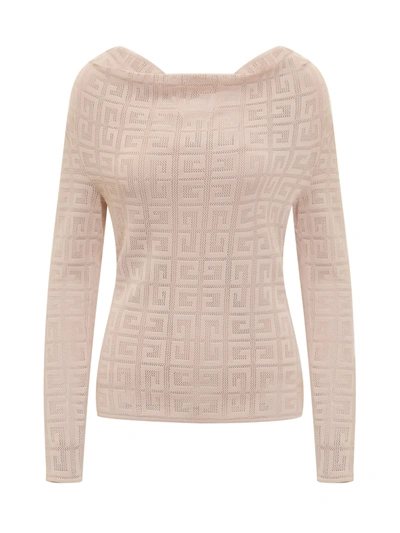 Givenchy 4g Draped Pullover In Jacquard In Pink