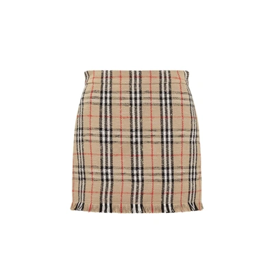 Burberry Catia Tweed Mini Skirt In Beige