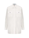 Prada Embellished Long-sleeved Buttoned Shirt In Bianco