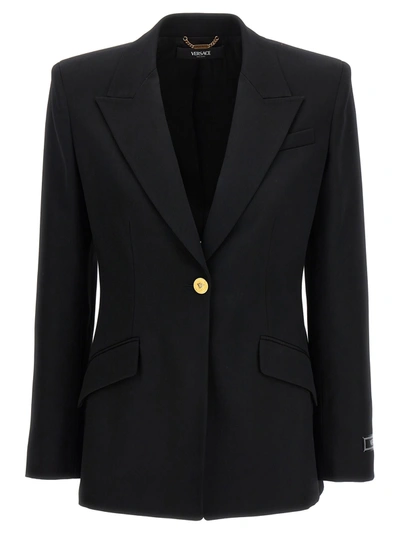 Versace Slim-fit Medusa Blazer In Black