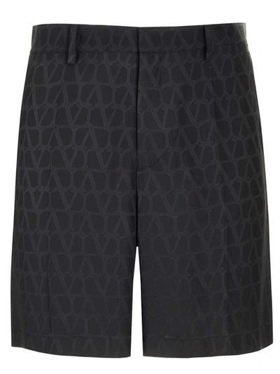 Valentino Toile Iconographe Silk Shorts In Black