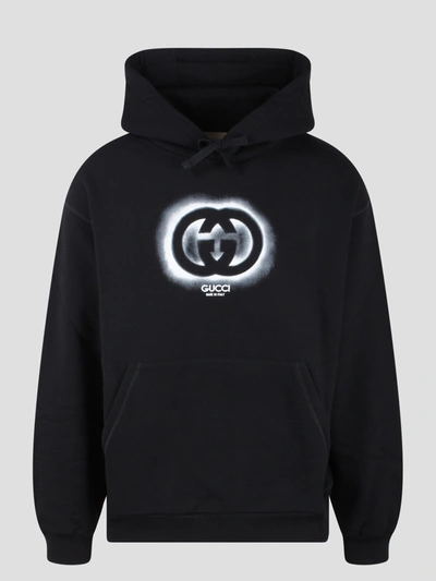 Gucci Cotton Jersey Hooded Sweatshirt In Black