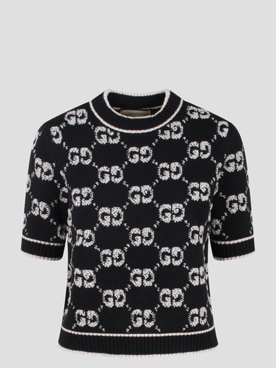 GUCCI GUCCI GG WOOL BOUCLÉ JACQUARD TOP