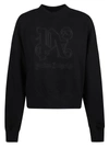 Palm Angels Black Monogram Statement Sweatshirt In Black