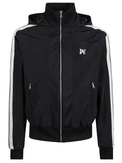 Palm Angels Monogram Nylon Track Jacket In Black/off-white