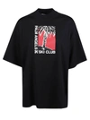 Palm Angels Ski Club Oversized Cotton T-shirt In Black/white