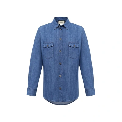 Gucci Cotton Denim Shirt In Blue