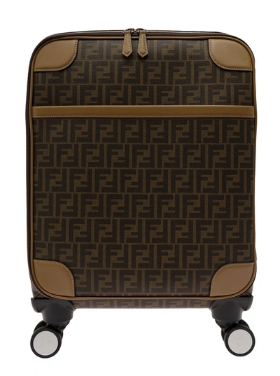 Fendi Brown All-over Ff Print Small Trolley Suitcase Man