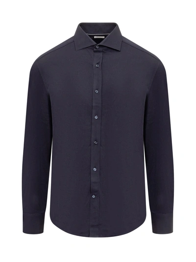 Brunello Cucinelli Cotton Jersey Shirt In Cobalto