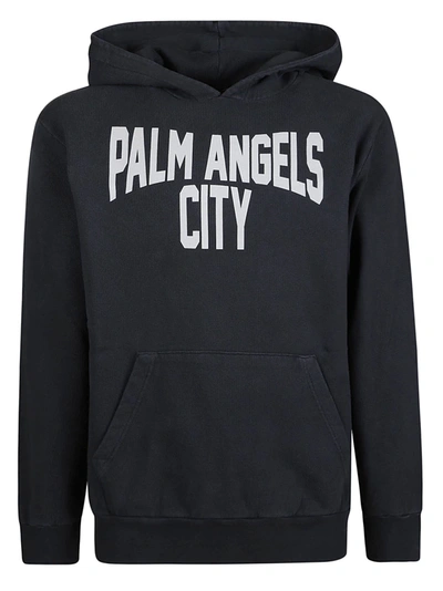 Palm Angels Pa City Washed Hoody In Grigio