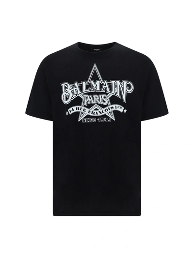 Balmain T-shirt In Eab Noir Blanc
