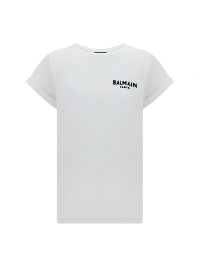 Balmain T-shirt In Gab Blanc Noir