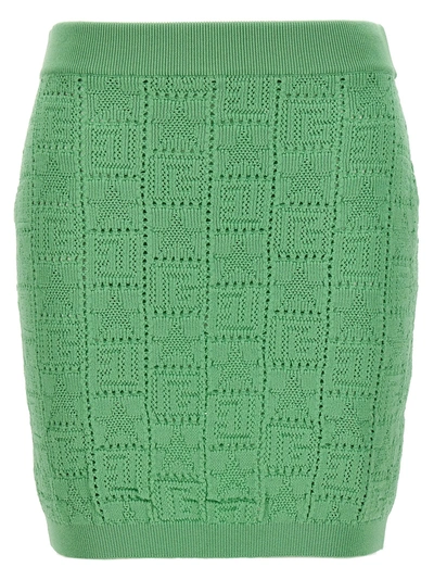 Balmain Monogramma Skirt In Green