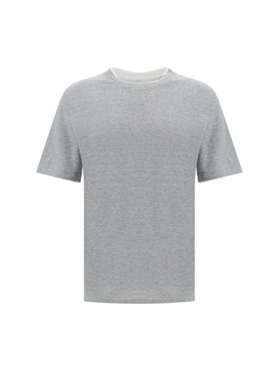 Brunello Cucinelli T-shirt  Clothing In Grigio Medio+off White