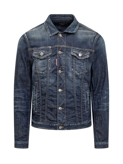 Dsquared2 Dark Clean Dan Denim Jacket In Navy Blue