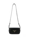 Prada Triangle Flap Leather Shoulder Bag In Nero