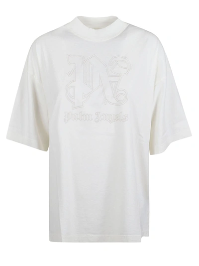Palm Angels Monogram Statement Loose Fit T-shirt In Off-white