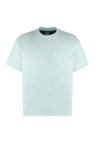 Bottega Veneta Cotton Crew-neck T-shirt In Pale Turquoise Navy
