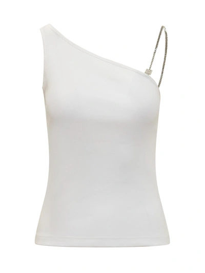 Givenchy Asymmetrical Cotton Top With Chain In White