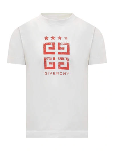 Givenchy 4g Stars T-shirt In Cotton In White Red