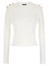 Balmain 6-button Ribbed-knit Jumper In White